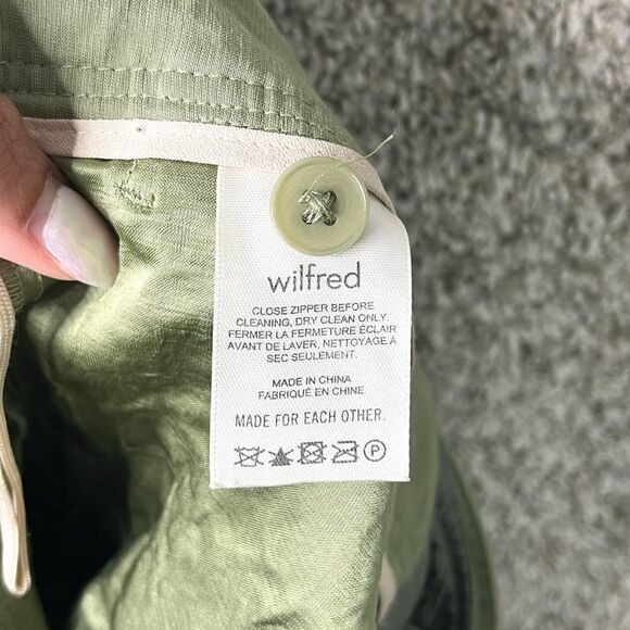 Wilfred Pants Women’s 4 Aritzia Green Linen Blend High Rise Ankle Cropped Cargo - Picture 6 of 8